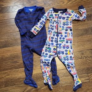 2 Footie Pajamas 9-12M